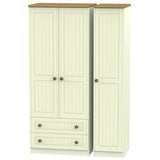 Welcome Furniture Wardrobe DefaultTitle Warwick Triple 2 Drawer Wardrobe Cream and Oak WAR131