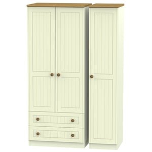 Welcome Furniture Wardrobe DefaultTitle Warwick Triple 2 Drawer Wardrobe Cream and Oak WAR131