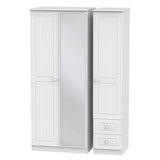 Welcome Furniture Wardrobe DefaultTitle Warwick Triple Mirror plus Drawer Wardrobe White WAR157