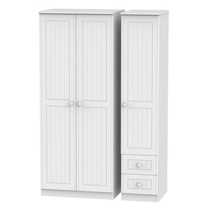 Welcome Furniture Wardrobe DefaultTitle Warwick Triple Plain plus Drawer Wardrobe White WAR150