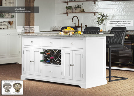 Baumhaus Kitchen Island White Kitchen Island With Grey Granite Worktop
