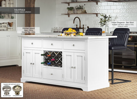 Baumhaus Kitchen Island White Kitchen Island With White Granite Worktop